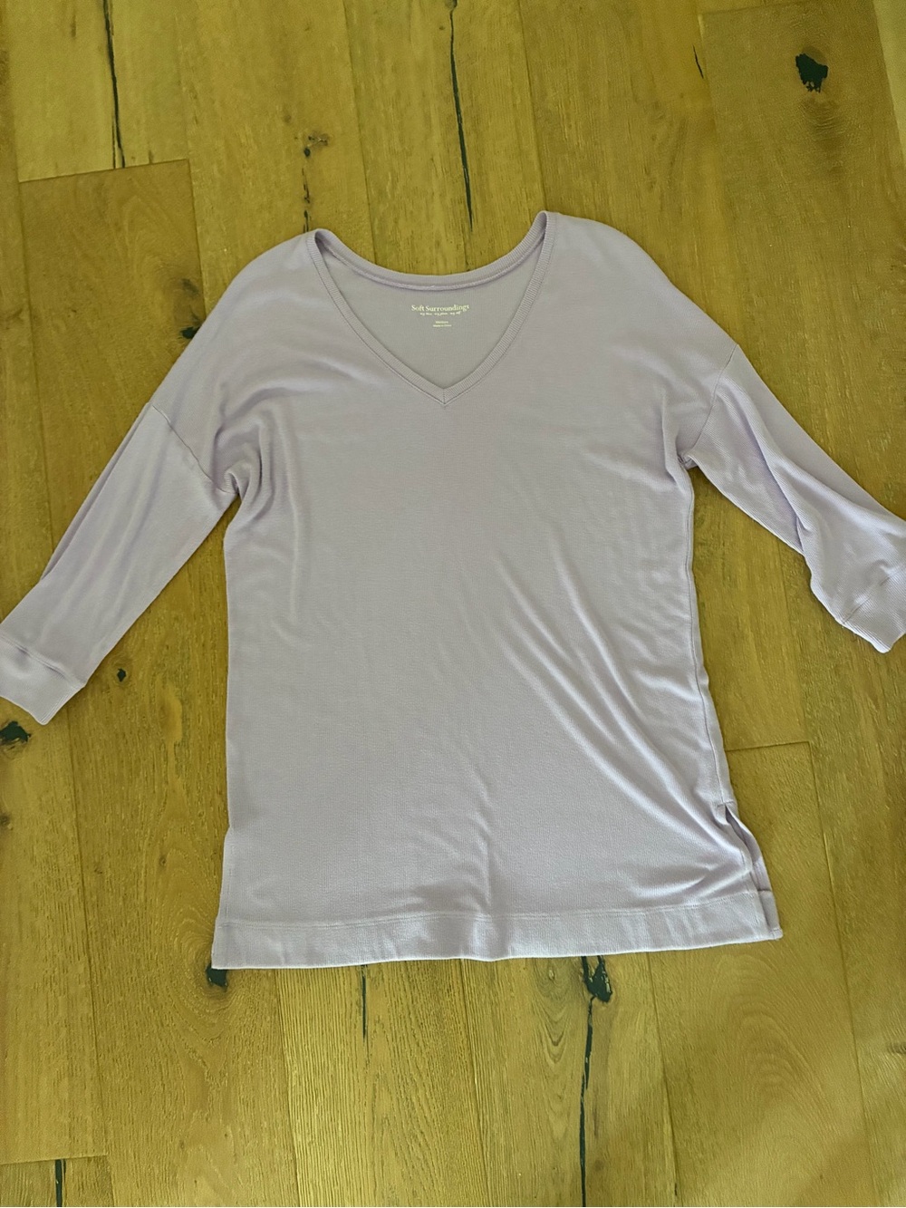 Soft Surroundings Lavender V-Neck Long Sleeve Top